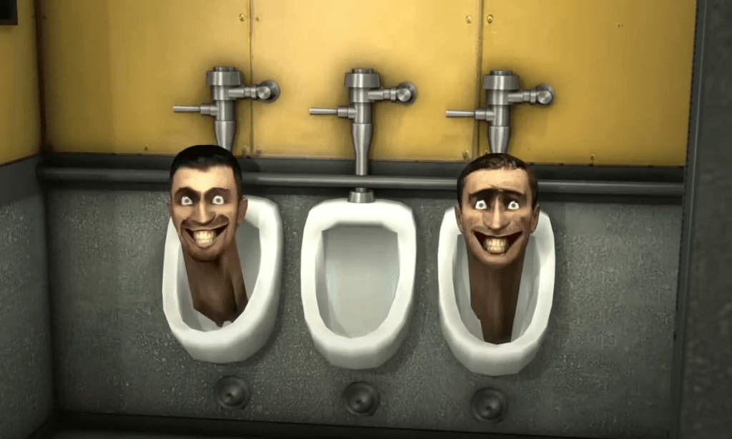 Heads emerging from a urinal in Skibidi Toilet; image via ShiinaBR on Twitter