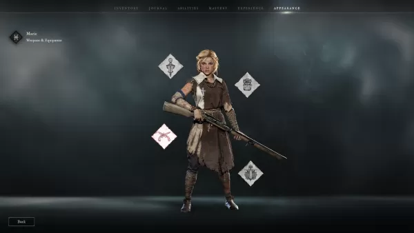 Detailed weapon crafting interface