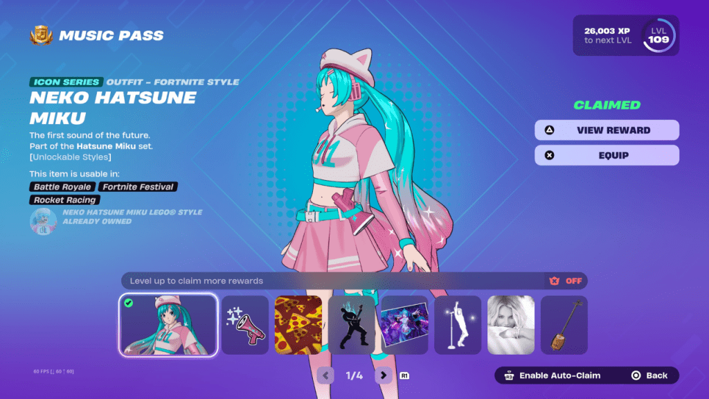 Neko Hatsune Miku Skin im Fortnite Festival Staffel 7 Music Pass