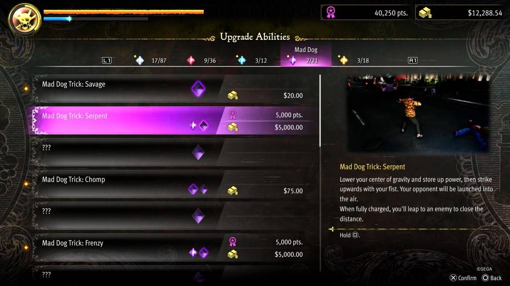 Das Serpent -Trick -Upgrade für Goro in wie ein Drache: Pirate Yakuza in Hawaii