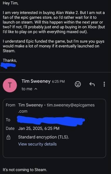 Alan Wake 2 sẽ không được bán trên Steam, Tim Sweeney xác nhận