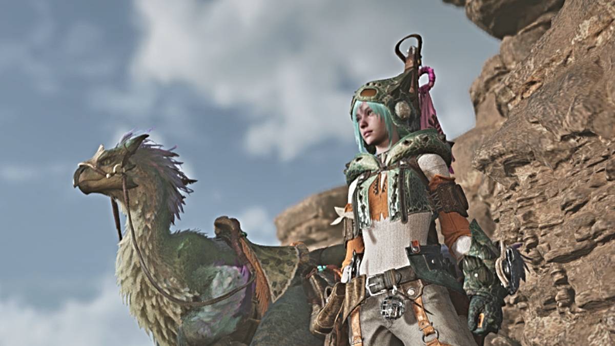 Protagonist und Seikret in Monster Hunter Wilds
