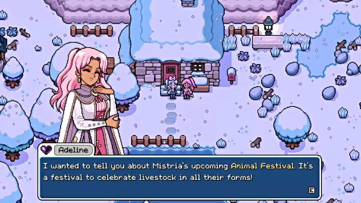 Adeline กล่าวถึงเทศกาลสัตว์ในสาขา Mistria