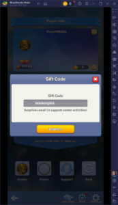 Mini Empire: Hero Never Cry - Redeem Code Input
