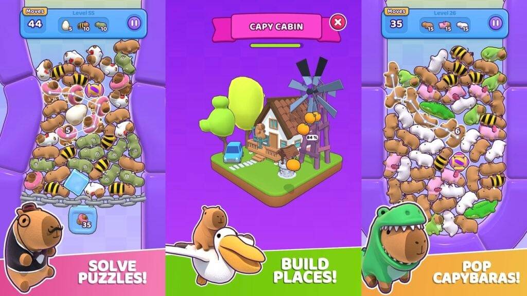 Capybara Stars : New Match-3 퍼즐 러에 아늑한 지역을 짓습니다