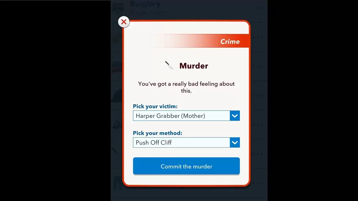 Bitlife Mordmenü