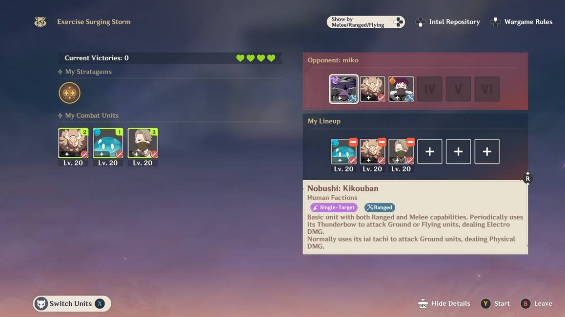 Pantalla de preparación de tormentas de ejercicio