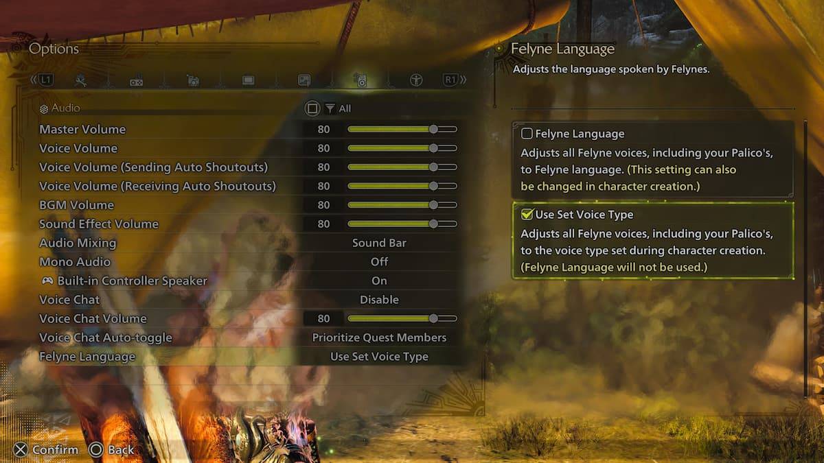 Monster Hunter Wilds Palico Language Settings