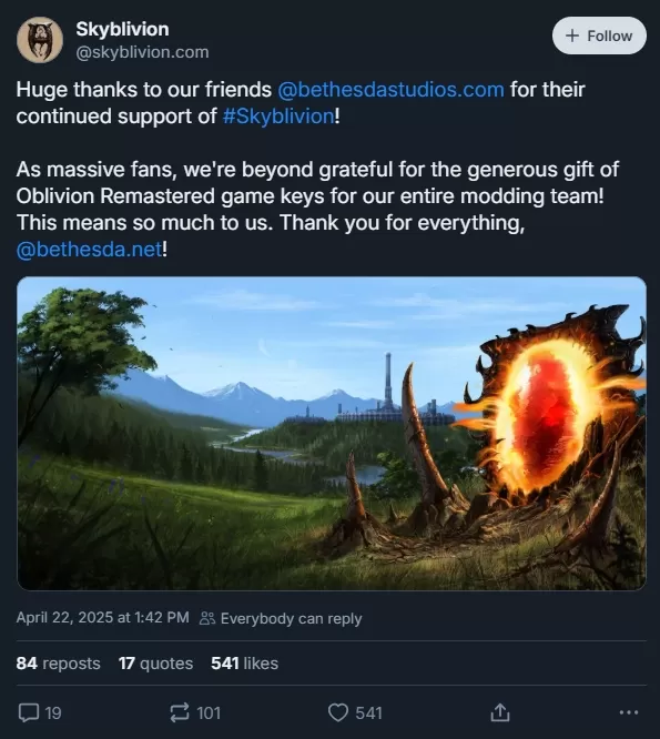 Bethesda concede a Skyblivion Team Oblivion Remastered Keys