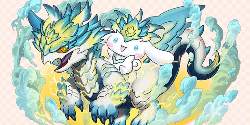 Nova Cinnamoroll riding a white creature with spots of yellow and blue